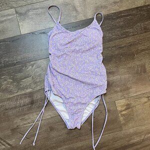 Amazon purple floral one piece swimsuit